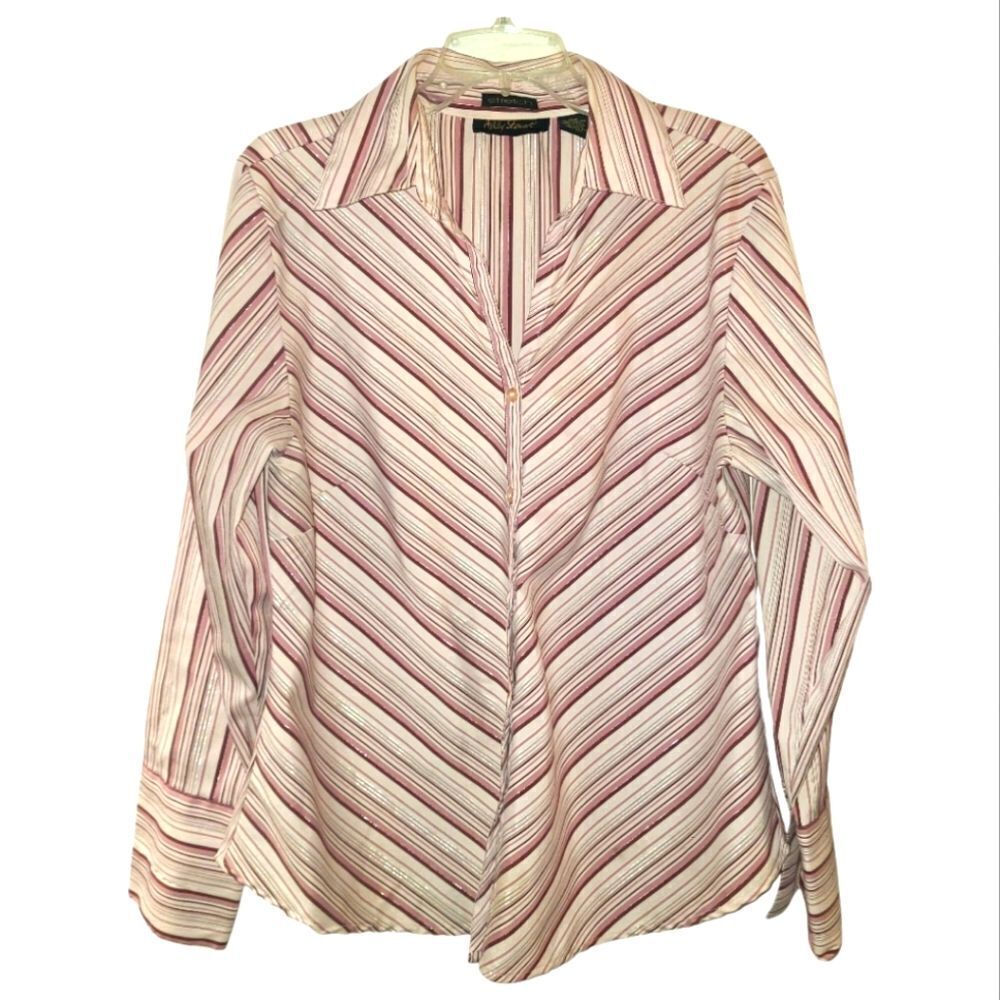 Ashley Stewart Stretch Lavender Sparkle Button Down Blouse